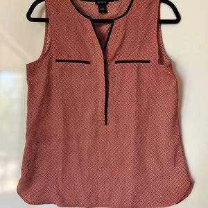 Ann Taylor Red and Navy Sleeveless Blouse